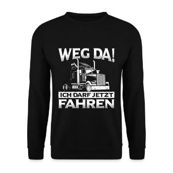 LKW Führerschein Bestanden Weg Da! Geschenk LKW-Fa - Unisex Pullover - Schwarz - Vorne - Alina (178cm) & Michal (187cm)