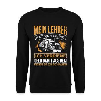 LKW-Fahrer Lustiger LKW Lastwagen Spruch Geschenk - Unisex Pullover - Schwarz - Vorne - Alina (178cm) & Michal (187cm)