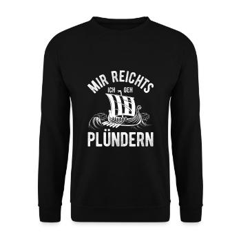 Nordische Wikinger Nordmänner Geschenk Plündern - Unisex Pullover - Schwarz - Vorne - Alina (178cm) & Michal (187cm)