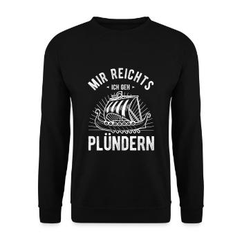 Nordische Wikinger Nordmänner Geschenk Plündern - Unisex Pullover - Schwarz - Vorne - Alina (178cm) & Michal (187cm)