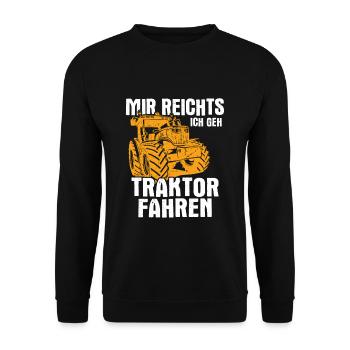 Bauer Landwirt Traktor fahren | Trecker Kinder Jun - Unisex Pullover - Schwarz - Vorne - Alina (178cm) & Michal (187cm)
