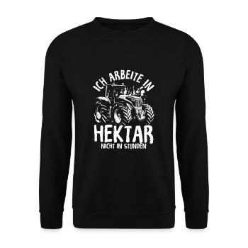 Hektar Bauer Traktor Landwirt Landwirtschaft Agrar - Unisex Pullover - Schwarz - Vorne - Alina (178cm) & Michal (187cm)