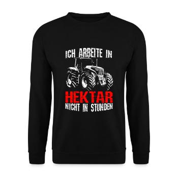 Hektar Bauer Traktor Landwirt Landwirtschaft Agrar - Unisex Pullover - Schwarz - Vorne - Alina (178cm) & Michal (187cm)