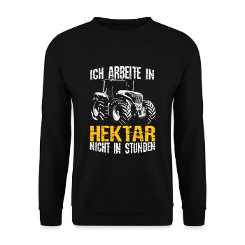 Hektar Bauer Traktor Landwirt Landwirtschaft Agrar - Unisex Pullover - Schwarz - Vorne - Alina (178cm) & Michal (187cm)