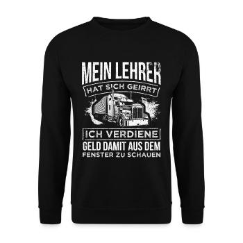 LKW-Fahrer Lustiger LKW Lastwagen Spruch Männer - Unisex Pullover - Schwarz - Vorne - Alina (178cm) & Michal (187cm)