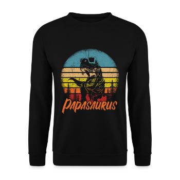 Papasaurus Dinosaurier Papa Saurus Vatertags Gesch - Unisex Pullover - Schwarz - Vorne - Alina (178cm) & Michal (187cm)