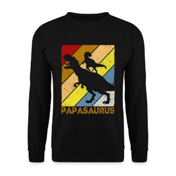 Papasaurus Dinosaurier Papa Saurus Vatertags Gesch - Unisex Pullover - Schwarz - Vorne - Alina (178cm) & Michal (187cm)