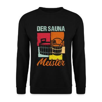 Sauna Wellness Saunagänger Finnische Sauna Spruch - Unisex Pullover - Schwarz - Vorne - Alina (178cm) & Michal (187cm)