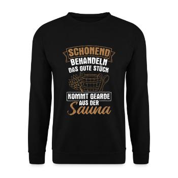 Sauna Wellness Saunagänger Finnische Sauna Spruch - Unisex Pullover - Schwarz - Vorne - Alina (178cm) & Michal (187cm)