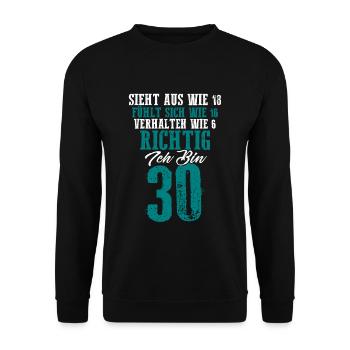 Vintage 30 Jahre Mann 30ter Geschenk 30. Geburtsta - Unisex Pullover - Schwarz - Vorne - Alina (178cm) & Michal (187cm)