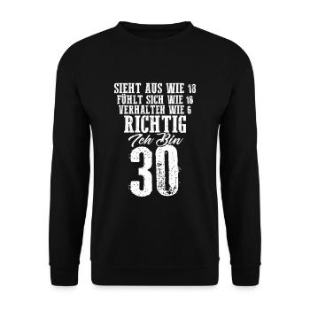 Vintage 30 Jahre Mann 30ter Geschenk 30. Geburtsta - Unisex Pullover - Schwarz - Vorne - Alina (178cm) & Michal (187cm)