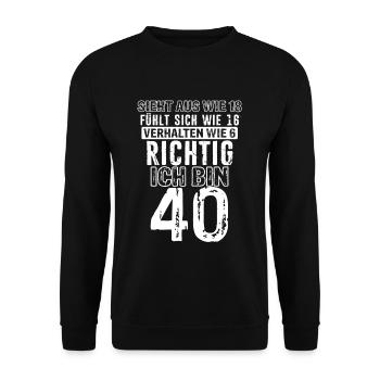 Vintage 40 Jahre Mann 40ter Geschenk 40. Geburtsta - Unisex Pullover - Schwarz - Vorne - Alina (178cm) & Michal (187cm)