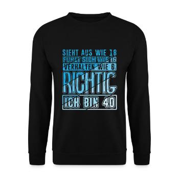 Vintage 40 Jahre Mann 40ter Geschenk 40. Geburtsta - Unisex Pullover - Schwarz - Vorne - Alina (178cm) & Michal (187cm)