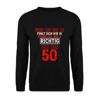 Sieht aus wie 18 fühlt sich wie 16 verhalten wie 6 - Unisex Pullover - Schwarz - Vorne - Alina (178cm) & Michal (187cm)