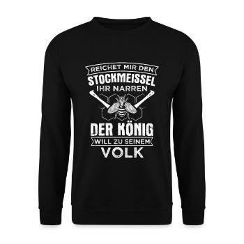 Stockmeissel König Volk Biene Imker Bienenzüchter - Unisex Pullover - Schwarz - Vorne - Alina (178cm) & Michal (187cm)