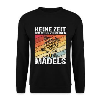 Imker Spruch - Keine Zeit ich muss zu meinen Mädel - Unisex Pullover - Schwarz - Vorne - Alina (178cm) & Michal (187cm)