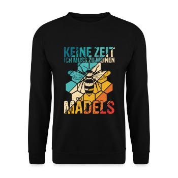 Imker Spruch - Keine Zeit ich muss zu meinen Mädel - Unisex Pullover - Schwarz - Vorne - Alina (178cm) & Michal (187cm)