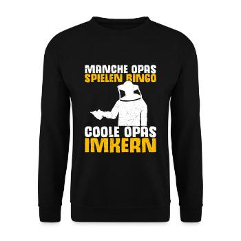 Manche Opas spielen Bingo coole Opas imkern Imker - Unisex Pullover - Schwarz - Vorne - Alina (178cm) & Michal (187cm)