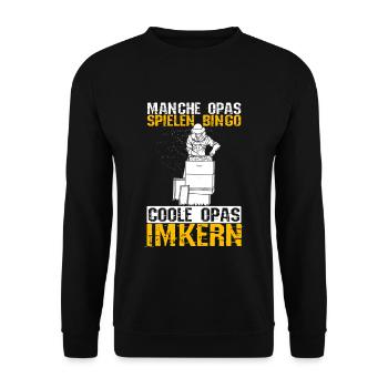 Imker Großvater Manche Opas spielen Bingo coole Op - Unisex Pullover - Schwarz - Vorne - Alina (178cm) & Michal (187cm)