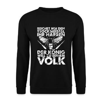 Stockmeissel König Volk Biene Imker Bienenzüchter - Unisex Pullover - Schwarz - Vorne - Alina (178cm) & Michal (187cm)