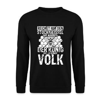 Stockmeissel König Volk Biene Imker Bienenzüchter - Unisex Pullover - Schwarz - Vorne - Alina (178cm) & Michal (187cm)