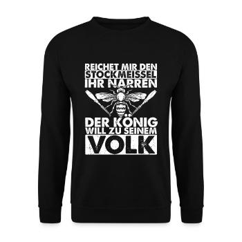 Stockmeissel König Volk Biene Imker Bienenzüchter - Unisex Pullover - Schwarz - Vorne - Alina (178cm) & Michal (187cm)