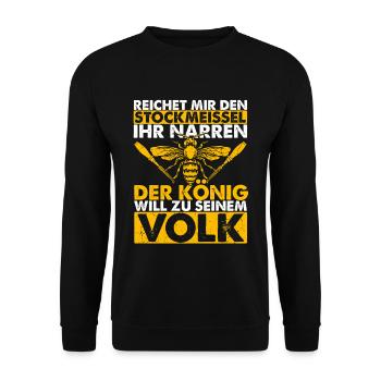 Stockmeissel König Volk Biene Imker Bienenzüchter - Unisex Pullover - Schwarz - Vorne - Alina (178cm) & Michal (187cm)