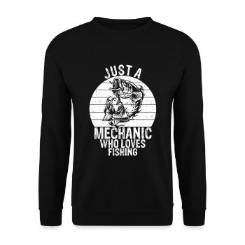 Nur ein Mechaniker der das Angeln liebt - Mechanik - Unisex Pullover - Schwarz - Vorne - Alina (178cm) & Michal (187cm)