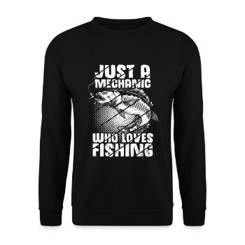 Nur ein Mechaniker der das Angeln liebt - Mechanik - Unisex Pullover - Schwarz - Vorne - Alina (178cm) & Michal (187cm)