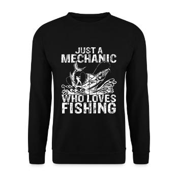 Nur ein Mechaniker der das Angeln liebt - Mechanik - Unisex Pullover - Schwarz - Vorne - Alina (178cm) & Michal (187cm)