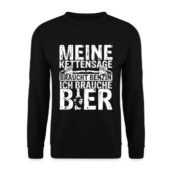 Kettensäge Bier Benzin Motorsäge Holz Arbeiter Wal - Unisex Pullover - Schwarz - Vorne - Alina (178cm) & Michal (187cm)