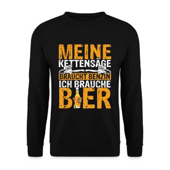 Kettensäge Bier Benzin Motorsäge Holz Arbeiter Ges - Unisex Pullover - Schwarz - Vorne - Alina (178cm) & Michal (187cm)
