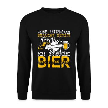 Kettensäge Bier Benzin Motorsäge Holz Arbeiter Ges - Unisex Pullover - Schwarz - Vorne - Alina (178cm) & Michal (187cm)