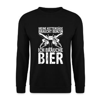 Kettensäge Bier Benzin Motorsäge Holz Arbeiter Wal - Unisex Pullover - Schwarz - Vorne - Alina (178cm) & Michal (187cm)