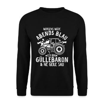 Güllebaron Gülle Fahren Landwirt Spruch & Geschenk - Unisex Pullover - Schwarz - Vorne - Alina (178cm) & Michal (187cm)