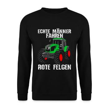 Traktor Landwirt Trecker Echte Männer fahren rote - Unisex Pullover - Schwarz - Vorne - Alina (178cm) & Michal (187cm)