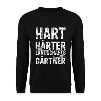 Hart Härter Landschaftsgärtner Gartenarbeit Gesche - Unisex Pullover - Schwarz - Vorne - Alina (178cm) & Michal (187cm)