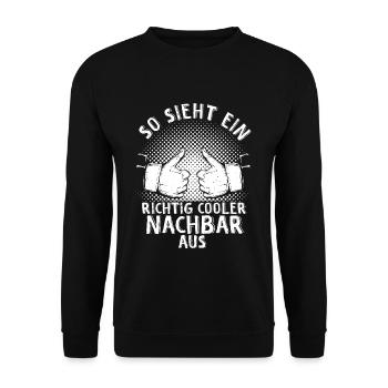 Nachbar Geschenk Bester Cooler Nachbar der Welt Sp - Unisex Pullover - Schwarz - Vorne - Alina (178cm) & Michal (187cm)