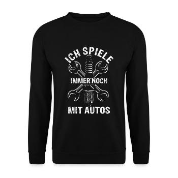 Schrauber Tuning KFZ Garage Auto Motiv Design Mech - Unisex Pullover - Schwarz - Vorne - Alina (178cm) & Michal (187cm)