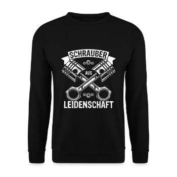 Schrauber aus Leidenschaft Geschenk Mechaniker - Unisex Pullover - Schwarz - Vorne - Alina (178cm) & Michal (187cm)
