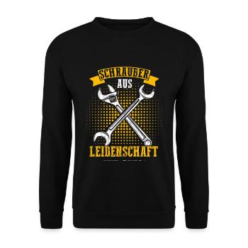 Schrauber aus Leidenschaft KFZ Werkstatt Spruch Tu - Unisex Pullover - Schwarz - Vorne - Alina (178cm) & Michal (187cm)