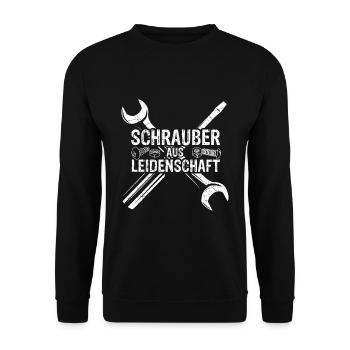 Garage Auto Tuning Leidenschaft für Schrauben Mech - Unisex Pullover - Schwarz - Vorne - Alina (178cm) & Michal (187cm)