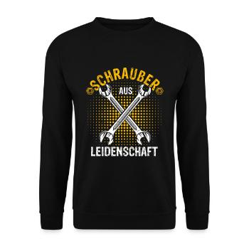 Schrauber aus Leidenschaft Geschenk Mechaniker - Unisex Pullover - Schwarz - Vorne - Alina (178cm) & Michal (187cm)