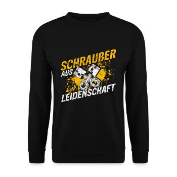 Garage Auto Tuning Leidenschaft für Schrauben Mech - Unisex Pullover - Schwarz - Vorne - Alina (178cm) & Michal (187cm)