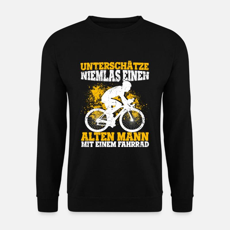 Unterschätze niemals einen Alten Mann mit Fahrrad - Unisex Pullover - Schwarz