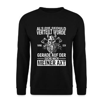 Wikinger Axt Mythologie Holzfäller Geschenk für Sc - Unisex Pullover - Schwarz - Vorne - Alina (178cm) & Michal (187cm)