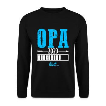 Opa 2023 Lädt Baby Familie Countdown Schwangerscha - Unisex Pullover - Schwarz - Vorne - Alina (178cm) & Michal (187cm)