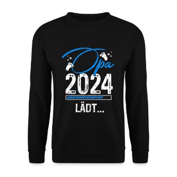 Opa 2024 Lädt Opa To Be Countdown Schwangerschaft - Unisex Pullover - Schwarz - Vorne - Alina (178cm) & Michal (187cm)
