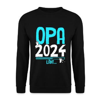 Opa 2024 Lädt Großvater Countdown Schwangerschaft - Unisex Pullover - Schwarz - Vorne - Alina (178cm) & Michal (187cm)