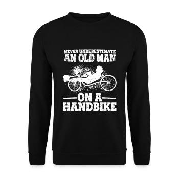 Handbike Opa Handdreirad Radfahrer Geschenk für Ra - Unisex Pullover - Schwarz - Vorne - Alina (178cm) & Michal (187cm)